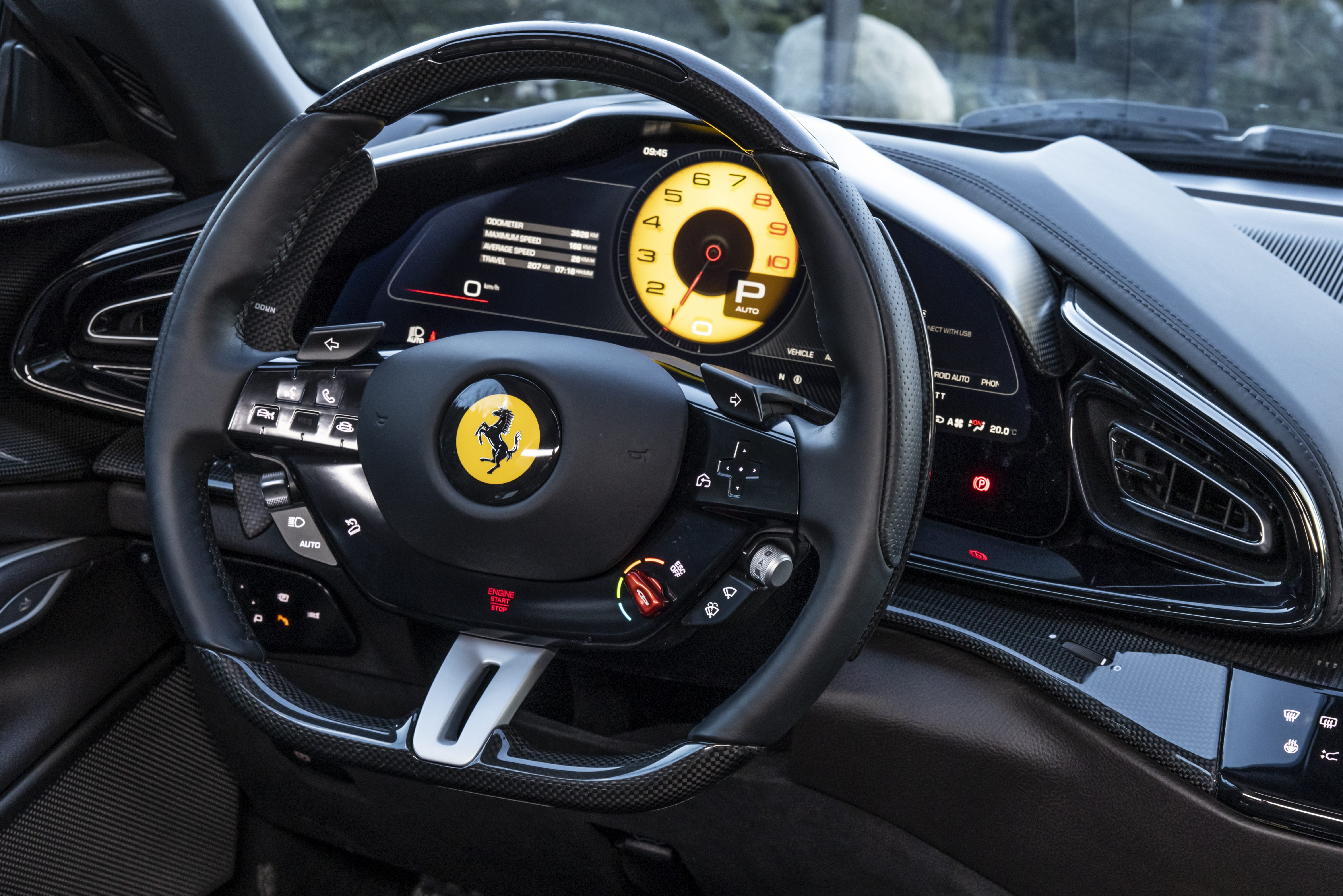 Ferrari Purosangue steering wheel and digital driver's display